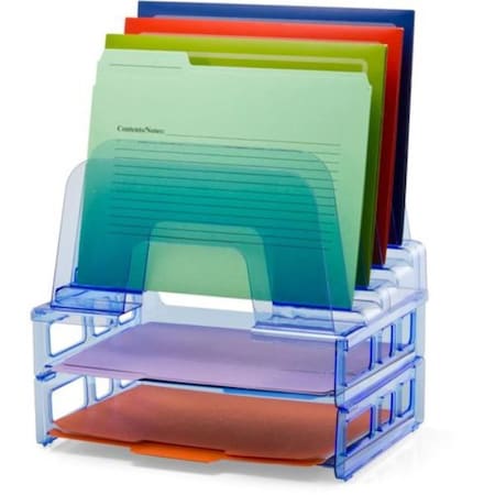 Officemate Large Incline Sorter with 2 Letter Tray Set, Transparent Blue OF467126
